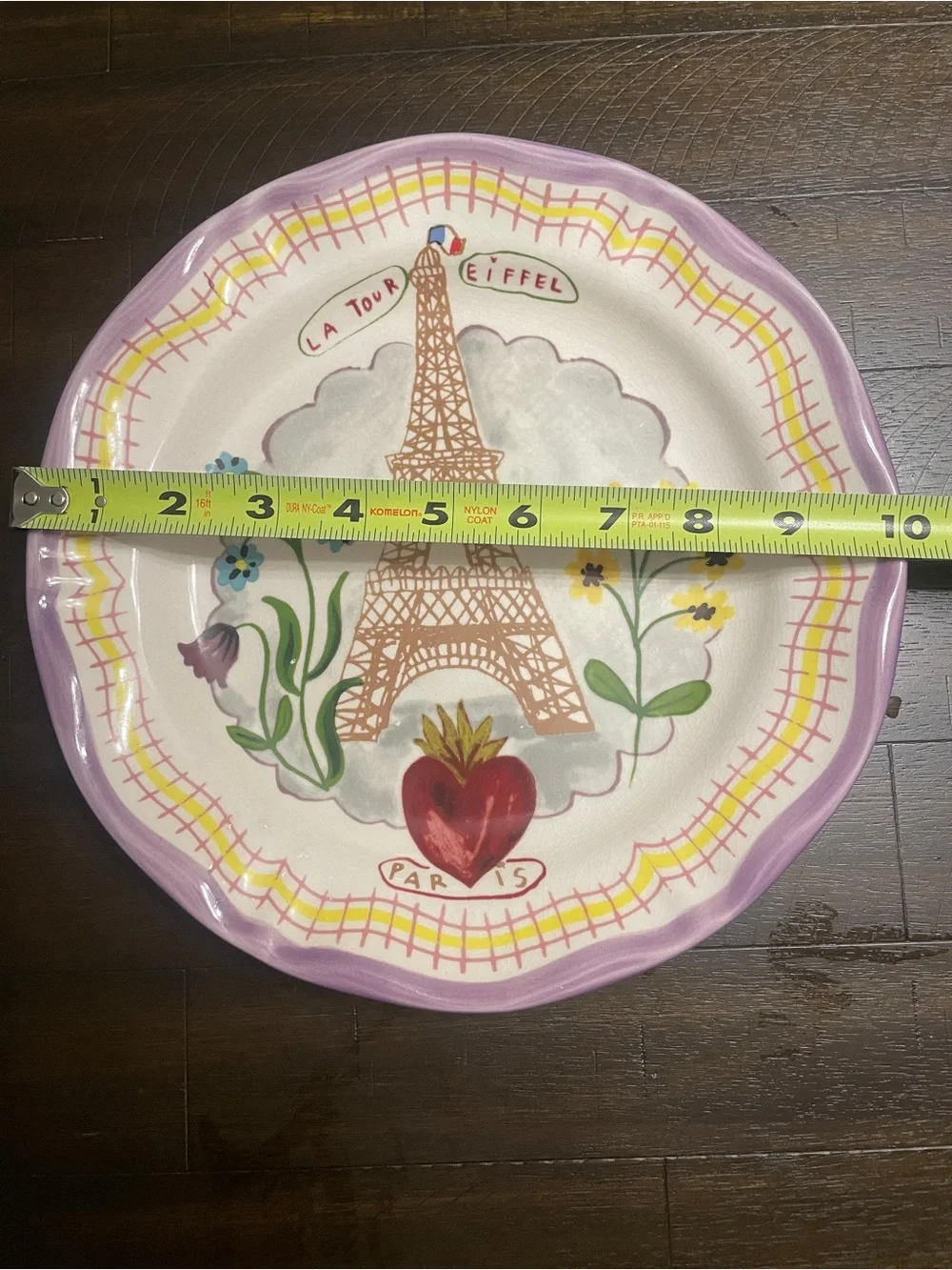 Anthropologie Purple-Trim Eiffel Tower Decorative Plate